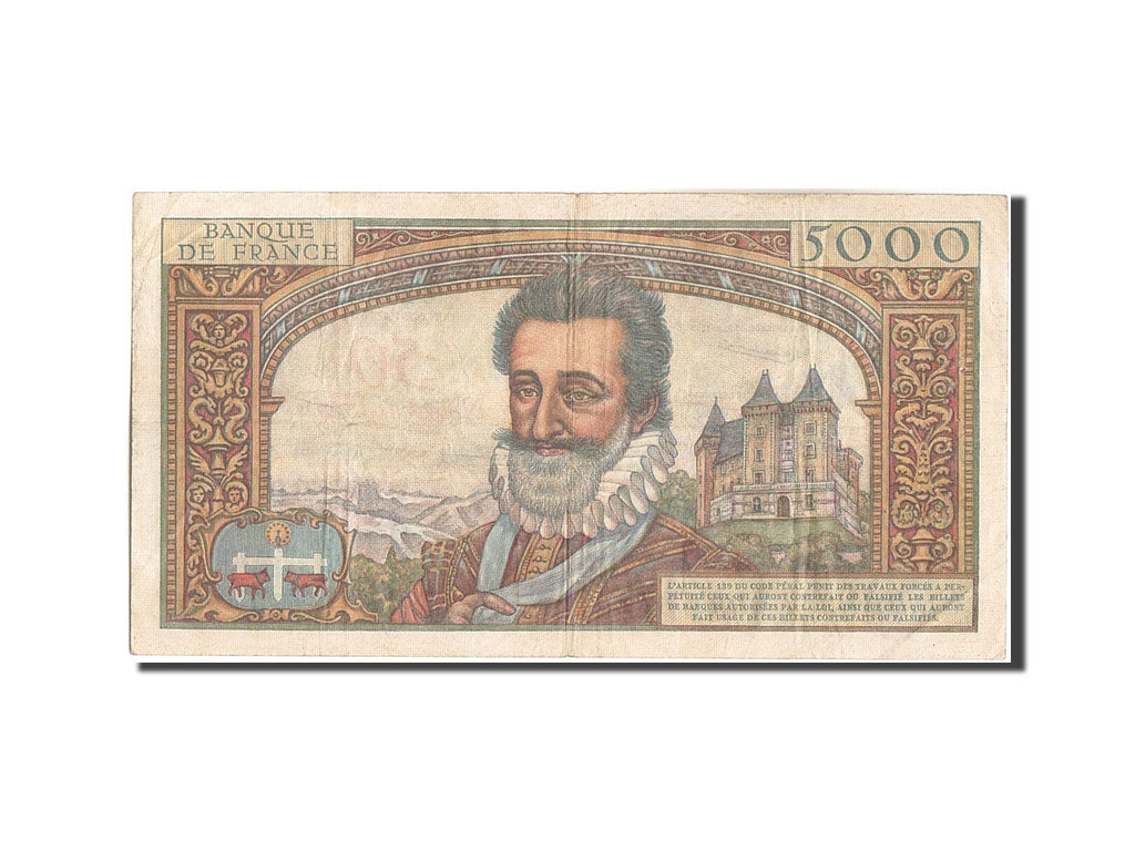 Banknote, France, 50 Nouveaux Francs on 5000 Francs, 1955-1959 Overprinted with