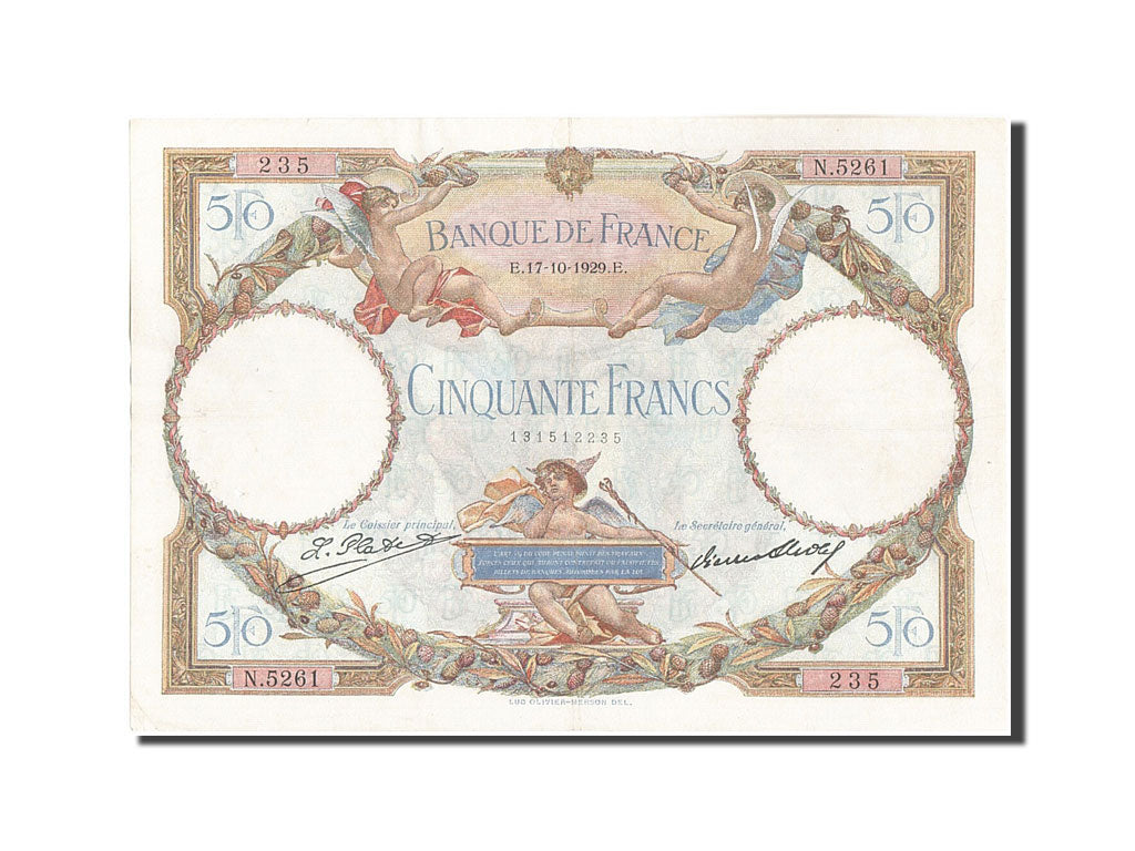 Billete, Francia, 50 Francs, 50 F 1927-1934 ''Luc Olivier Merson'', 1929