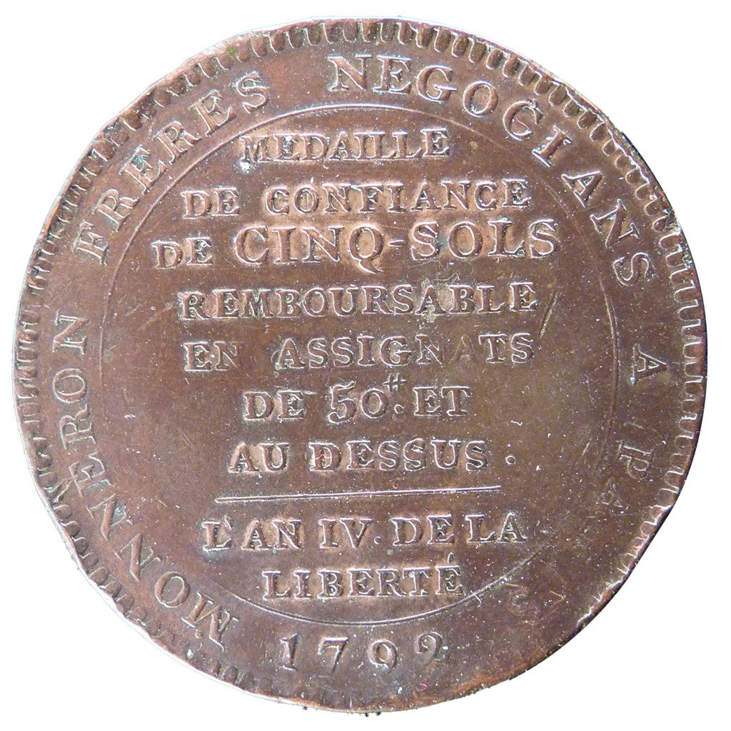 Constitution, Monnaie de Confiance de 5 Sols de Monneron