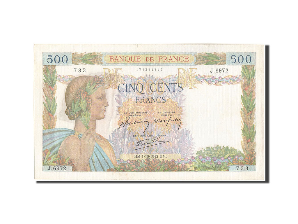 France, 500 Francs, 500 F 1940-1944 ''La Paix'', 1942, 1942-10-01, KM:95b, SP...