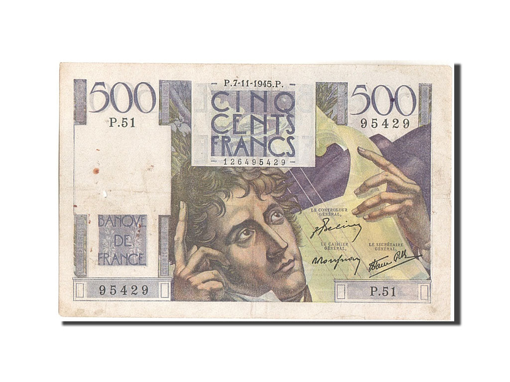 France, 500 Francs, 500 F 1945-1953 ''Chateaubriand'', 1945, KM:129a, 1945-11...