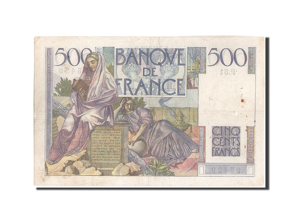France, 500 Francs, 500 F 1945-1953 ''Chateaubriand'', 1945, KM:129a, 1945-11...