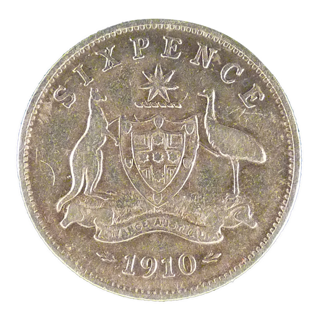 Australia, Edward VII, Sixpence, 1910, MB, Argento