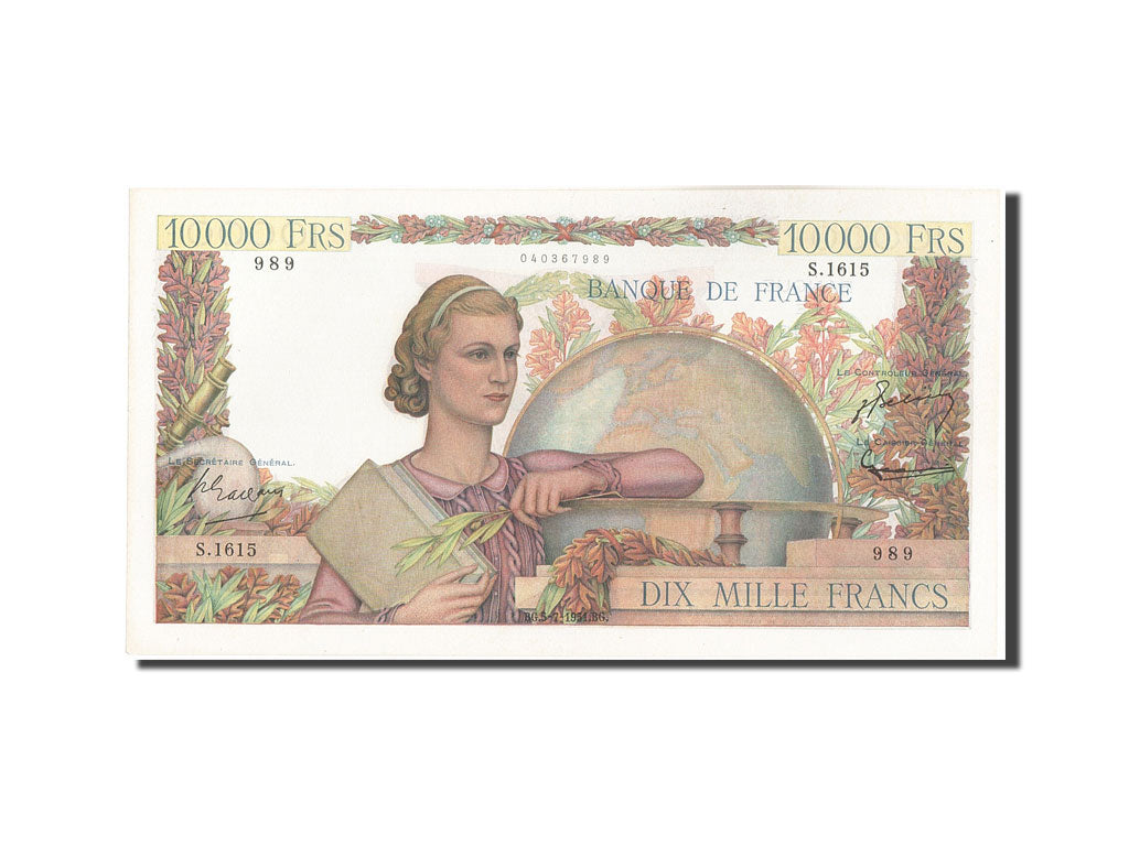 Banknote, France, 10,000 Francs, 10 000 F 1945-1956 ''Génie Français'', 1951