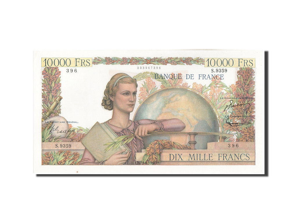 Billet, France, 10,000 Francs, 10 000 F 1945-1956 ''Génie Français'', 1955
