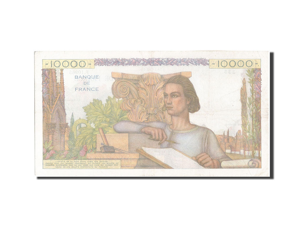Banknote, France, 10,000 Francs, 10 000 F 1945-1956 ''Génie Français'', 1956