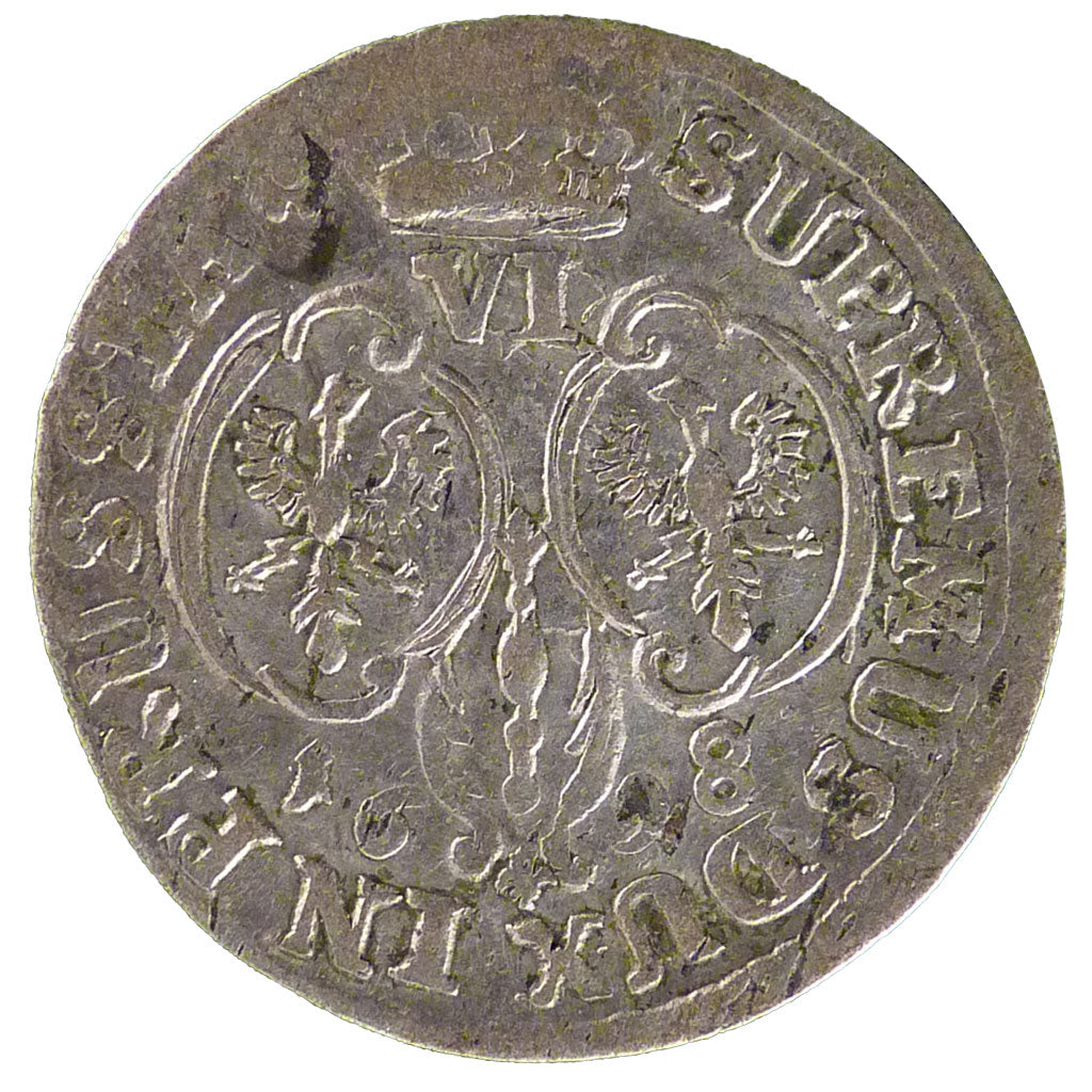 Stati tedeschi, BRANDENBURG, Friedrich III, 6 Gr, 1698, K, BB+, Argento, KM:610