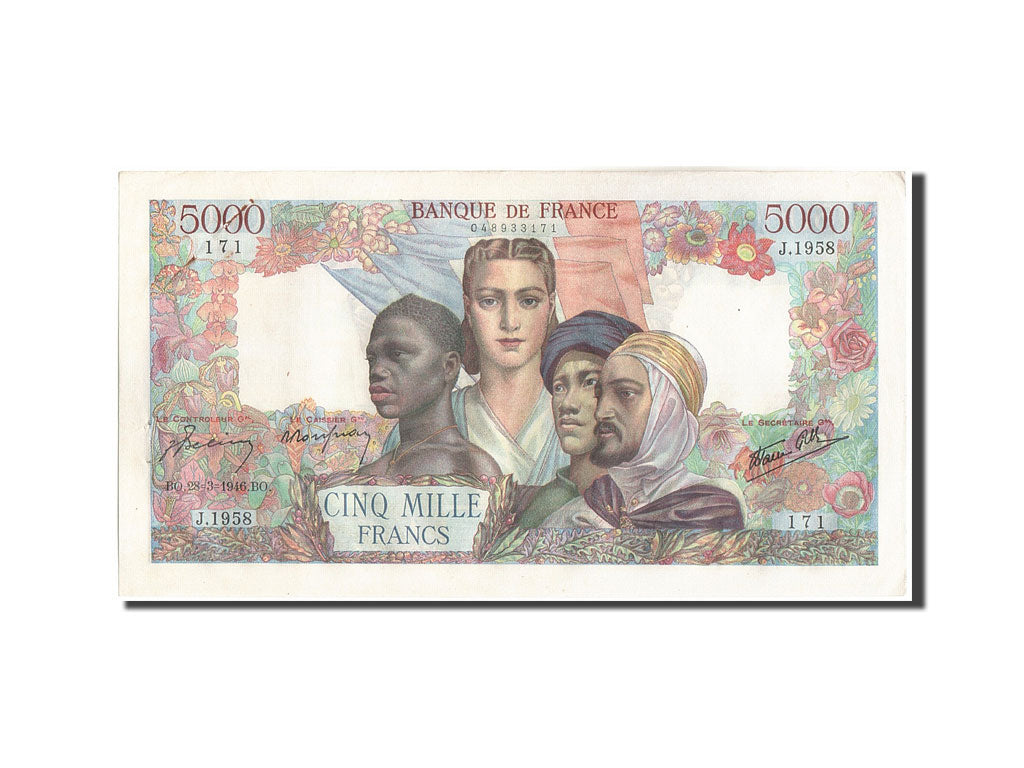 France, 5000 Francs, 5 000 F 1942-1947 ''Empire Français'', 1946, KM:103c, 1...