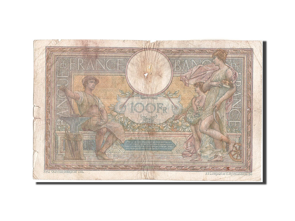 Banknote, France, 100 Francs, 100 F 1908-1939 ''Luc Olivier Merson'', 1922