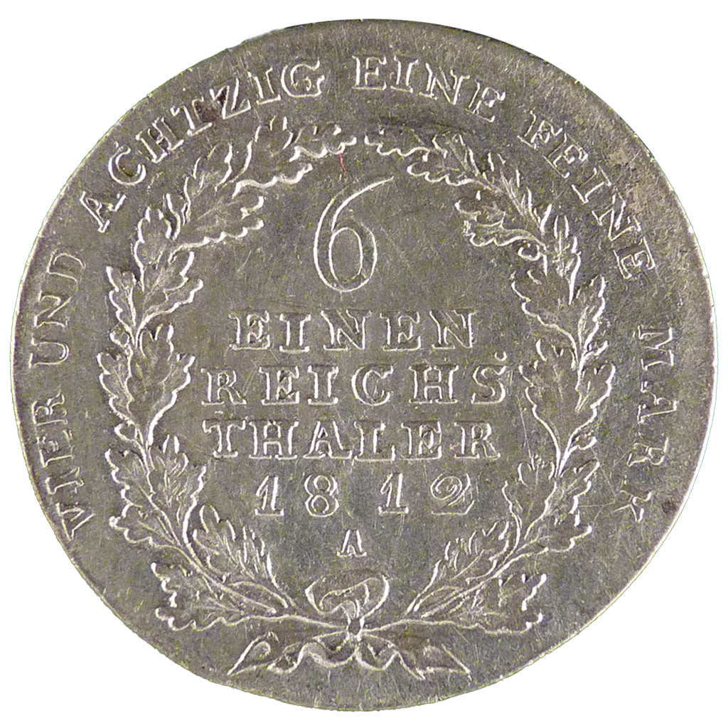 Stati tedeschi, PRUSSIA, Friedrich Wilhelm III, 1/6 Thaler, 1812, Berlin, BB,...