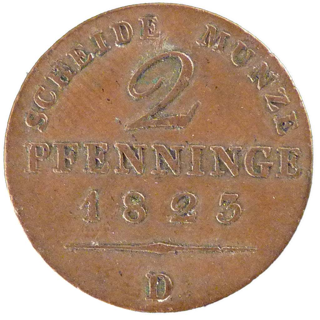 Stati tedeschi, PRUSSIA, Friedrich Wilhelm III, 2 Pfennig, 1823, Aurich, SPL-...