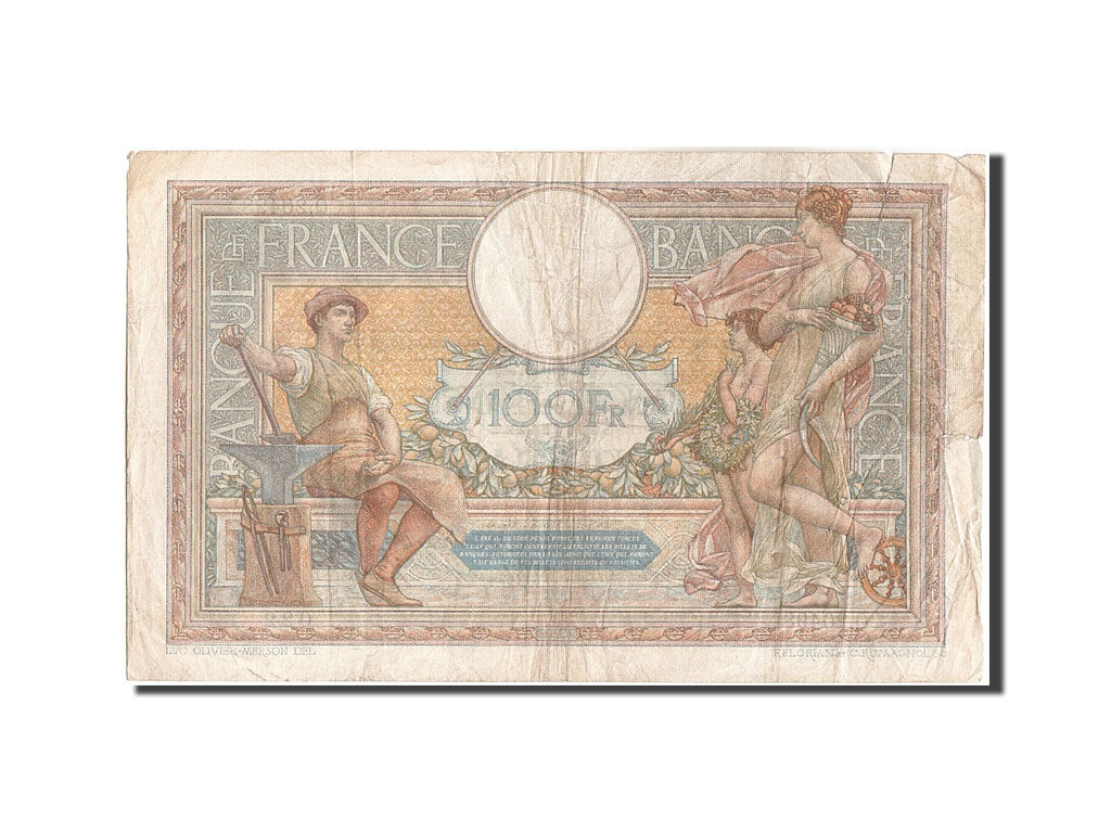 Banknote, France, 100 Francs, 100 F 1908-1939 ''Luc Olivier Merson'', 1928