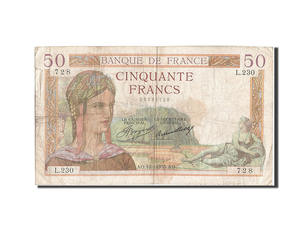 Billet, France, 50 Francs, 50 F 1934-1940 ''Cérès'', 1935, 1935-01-17, B