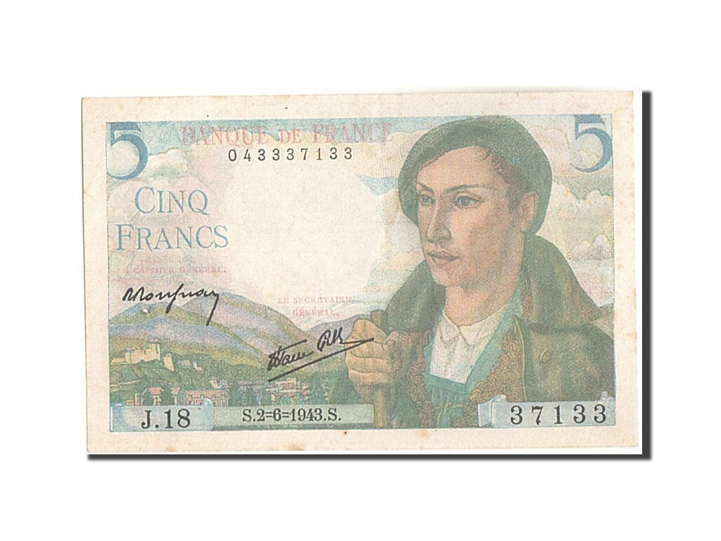 Banknote, France, 5 Francs, 5 F 1943-1947 ''Berger'', 1943, 1943-06-02