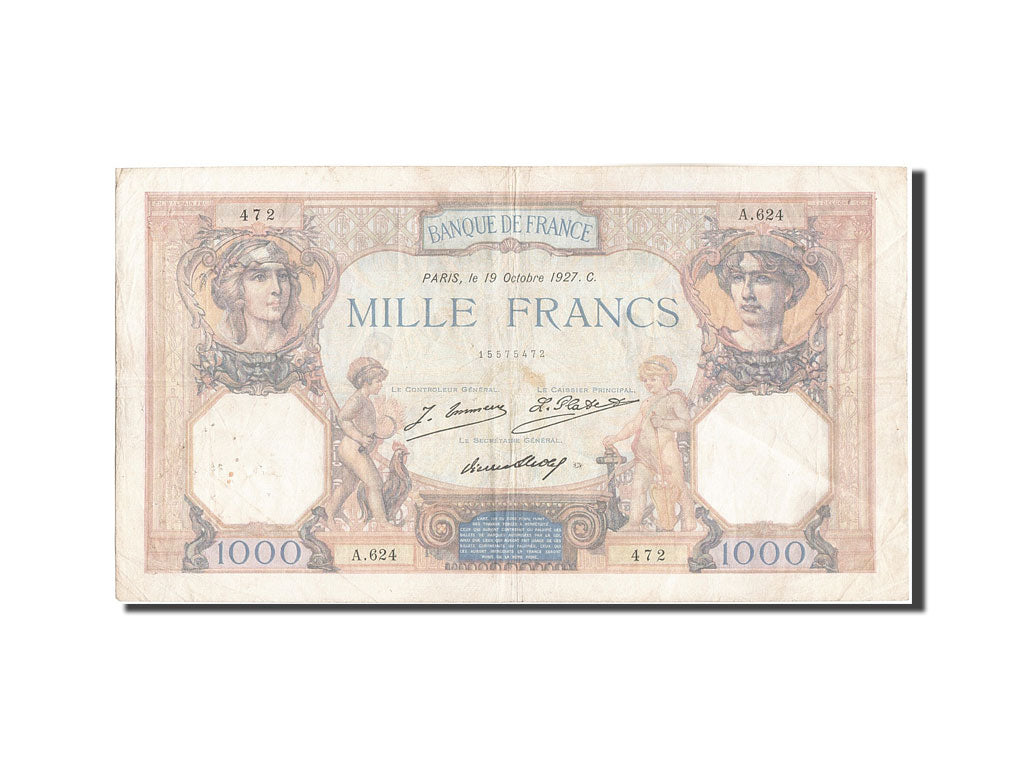 France, 1000 Francs, 1 000 F 1927-1940 ''Cérès et Mercure'', 1927, KM:79a,...
