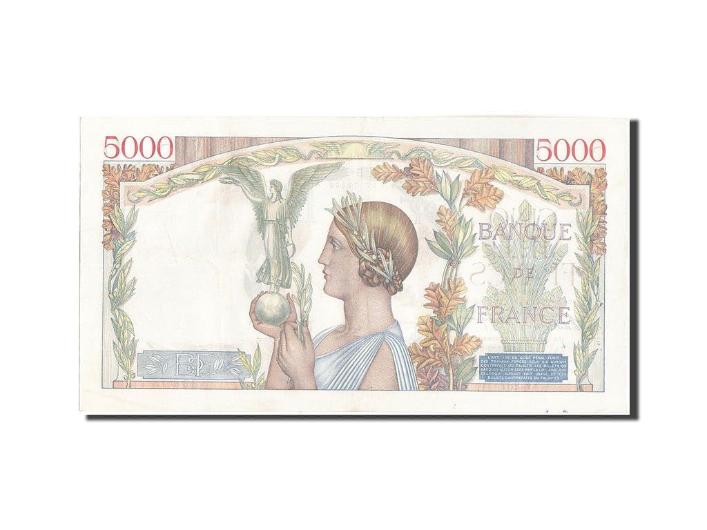 Banknote, France, 5000 Francs, 5 000 F 1934-1944 ''Victoire'', 1939, 1939-09-14