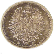 GERMANY - EMPIRE, 20 Pfennig, 1876, Munich, KM #5, EF(40-45), Silver, 1.10
