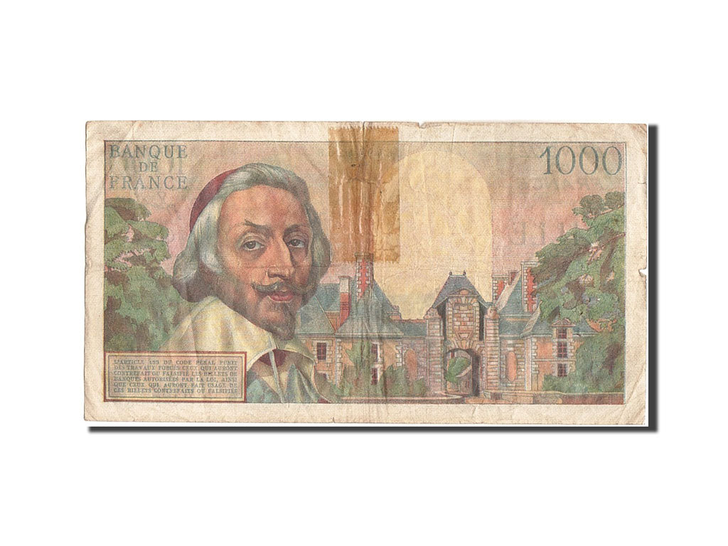Geldschein, Frankreich, 1000 Francs, 1 000 F 1953-1957 ''Richelieu'', 1954