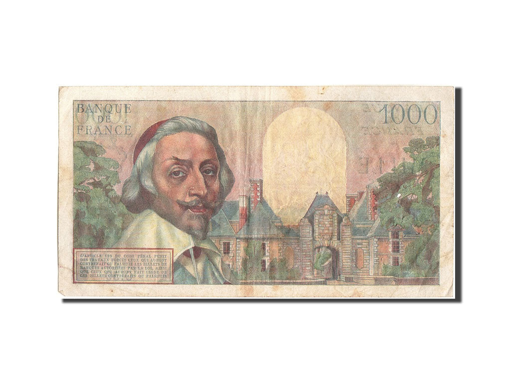 France, 1000 Francs, 1 000 F 1953-1957 ''Richelieu'', 1954, KM:134a, 1954-07-...