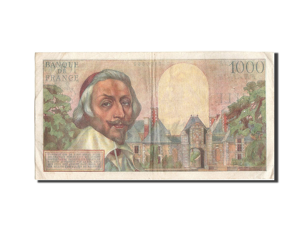 France, 1000 Francs, 1 000 F 1953-1957 ''Richelieu'', 1954, KM:134a, 1954-01-...
