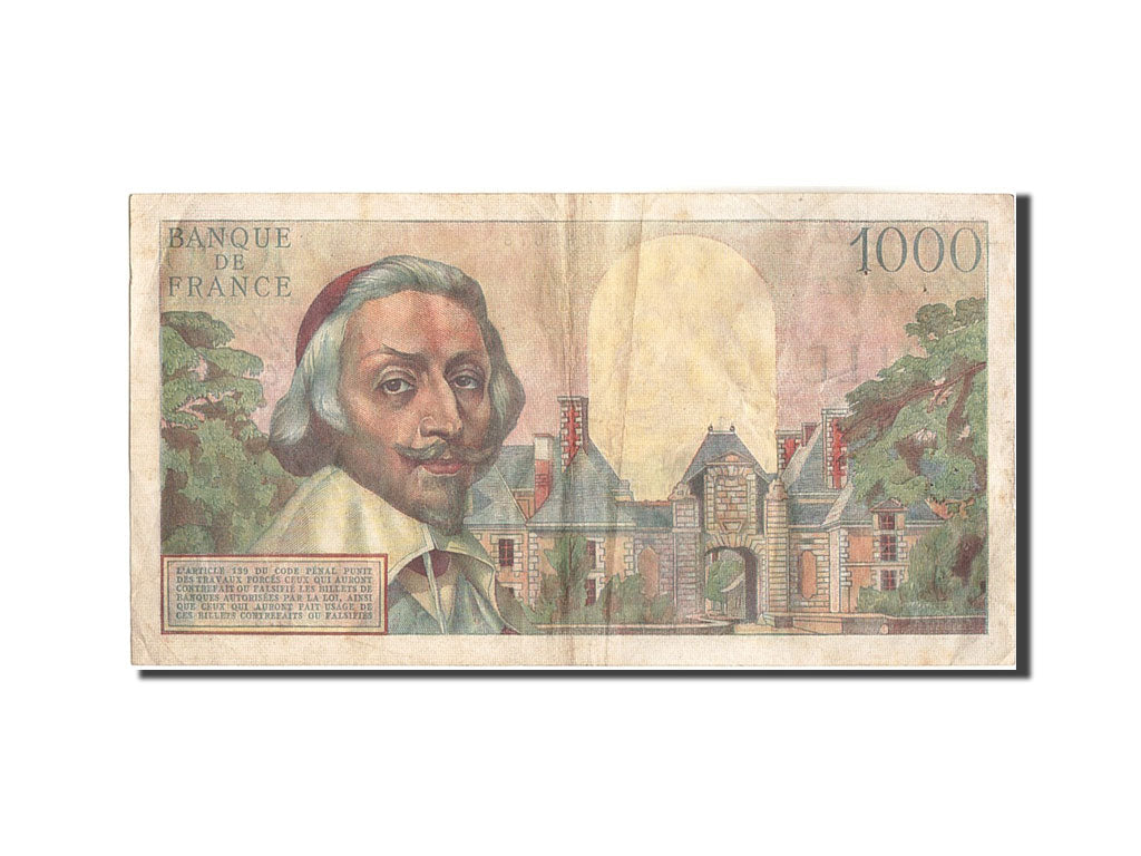 Billete, Francia, 1000 Francs, 1 000 F 1953-1957 ''Richelieu'', 1953