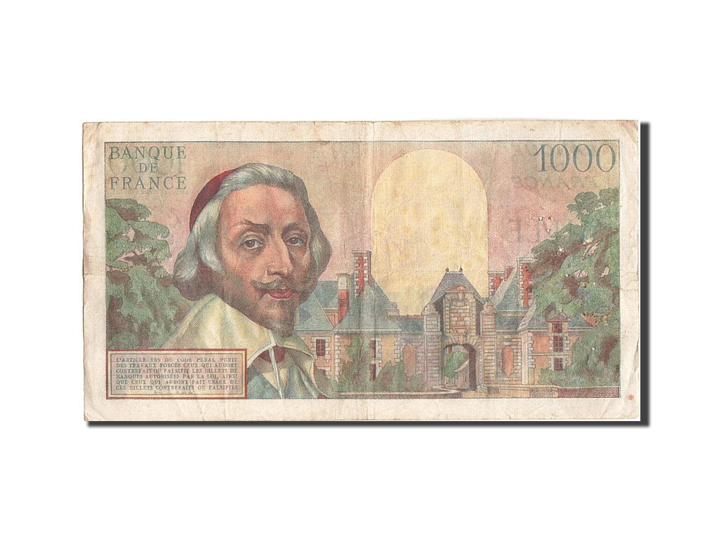 France, 1000 Francs, 1 000 F 1953-1957 ''Richelieu'', 1953, KM:134a, 1953-09-...