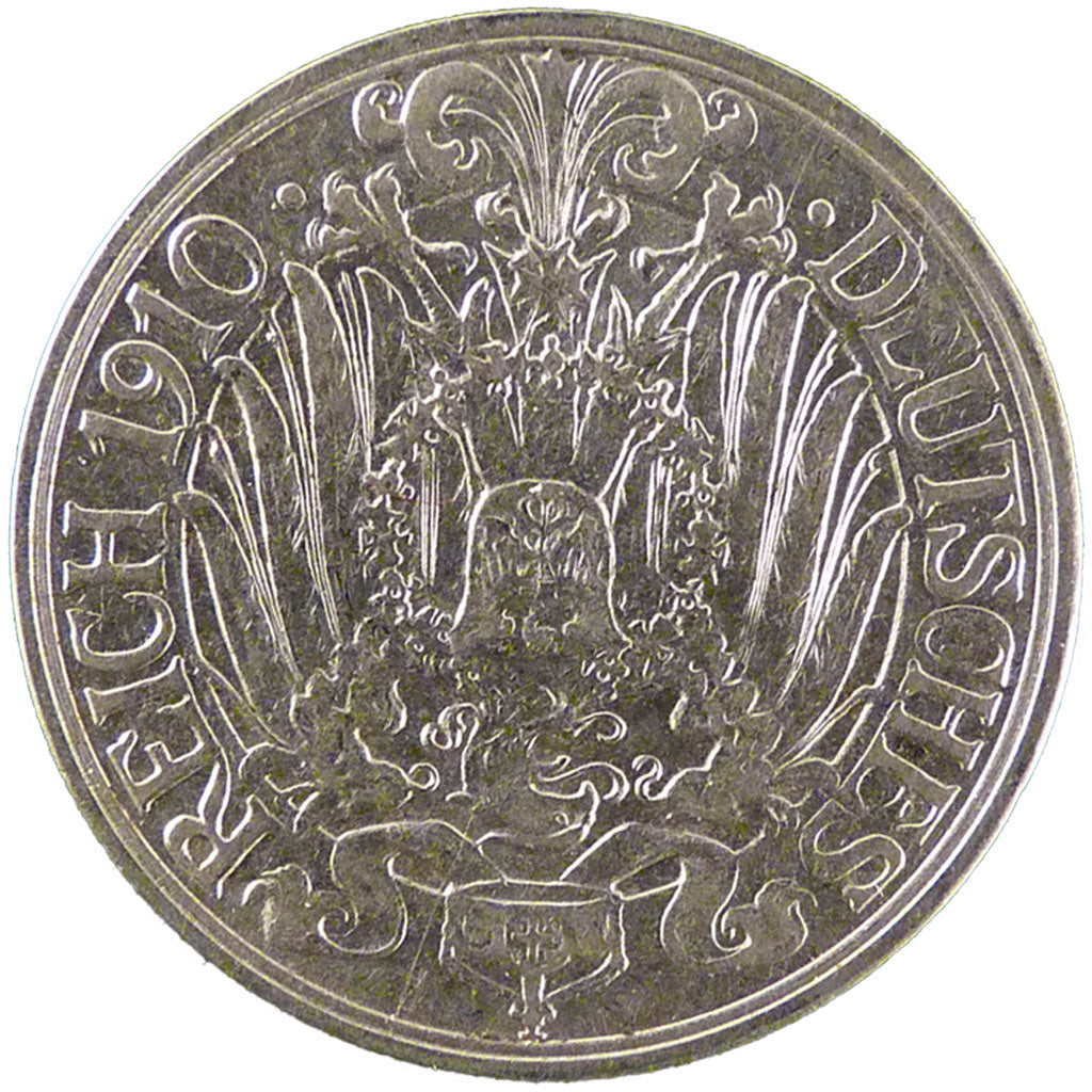 GERMANY - EMPIRE, 25 Pfennig, 1910, Berlin, KM #18, AU(55-58), Nickel, 23, 3.90