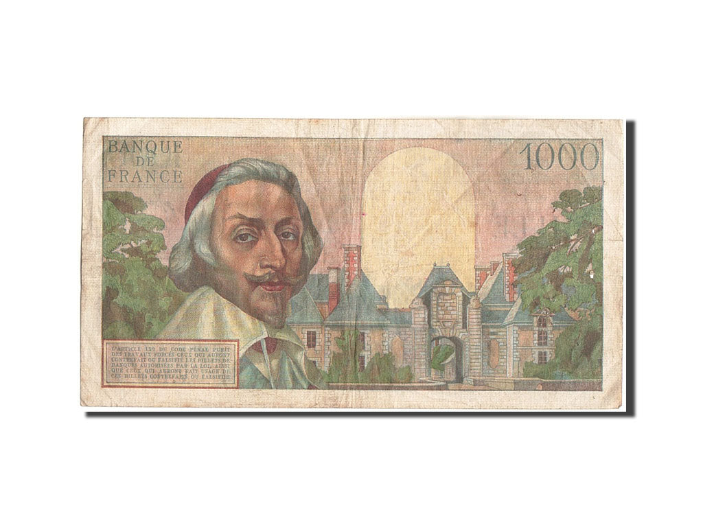 Banknote, France, 1000 Francs, 1 000 F 1953-1957 ''Richelieu'', 1955