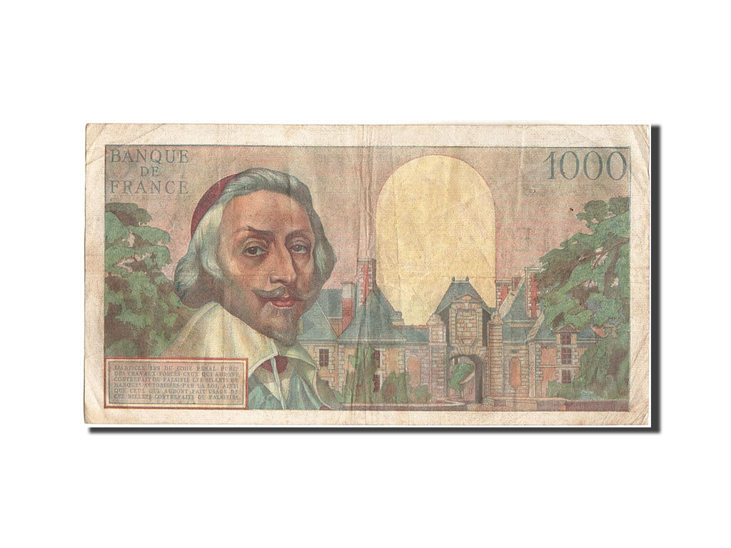 Banknote, France, 1000 Francs, 1 000 F 1953-1957 ''Richelieu'', 1955