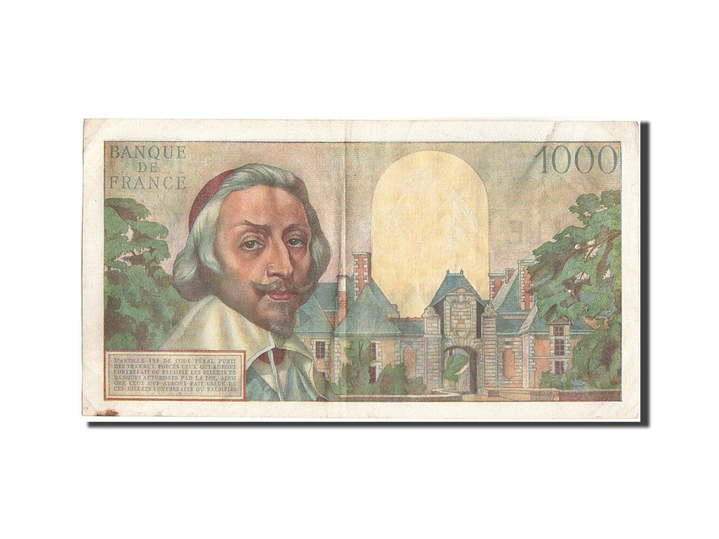 France, 1000 Francs, 1 000 F 1953-1957 ''Richelieu'', 1955, KM:134a, 1955-06-...