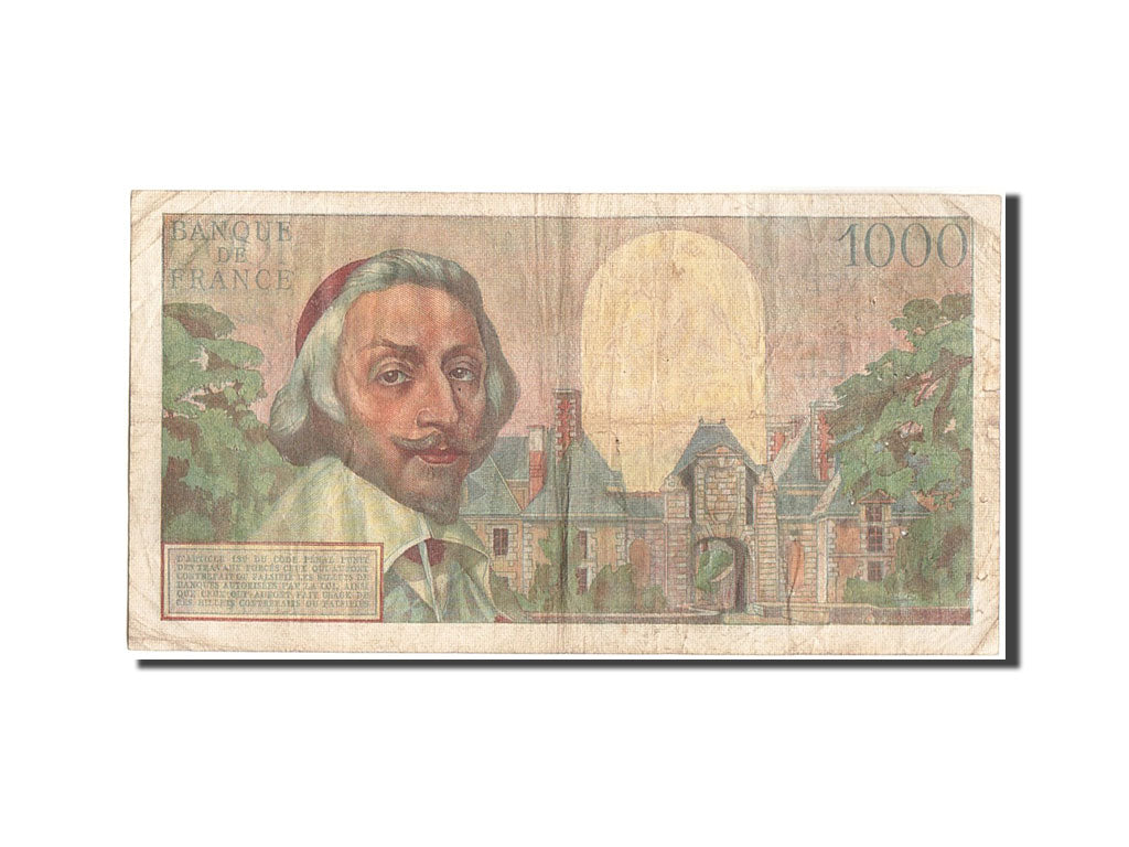 France, 1000 Francs, 1 000 F 1953-1957 ''Richelieu'', 1956, KM:134a, 1956-12-...