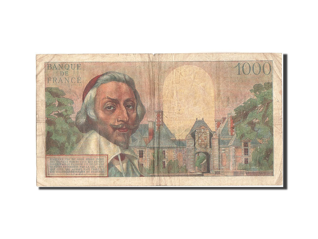 France, 1000 Francs, 1 000 F 1953-1957 ''Richelieu'', 1954, KM:134a, 1954-12-...