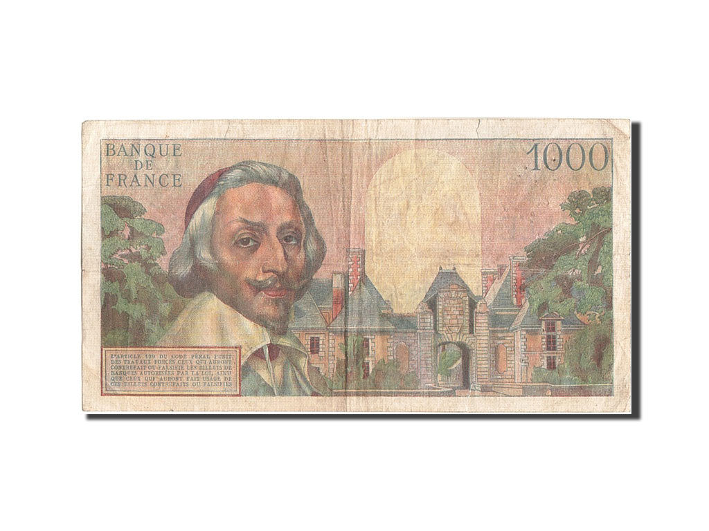 France, 1000 Francs, 1 000 F 1953-1957 ''Richelieu'', 1953, KM:134a, 1953-09-...