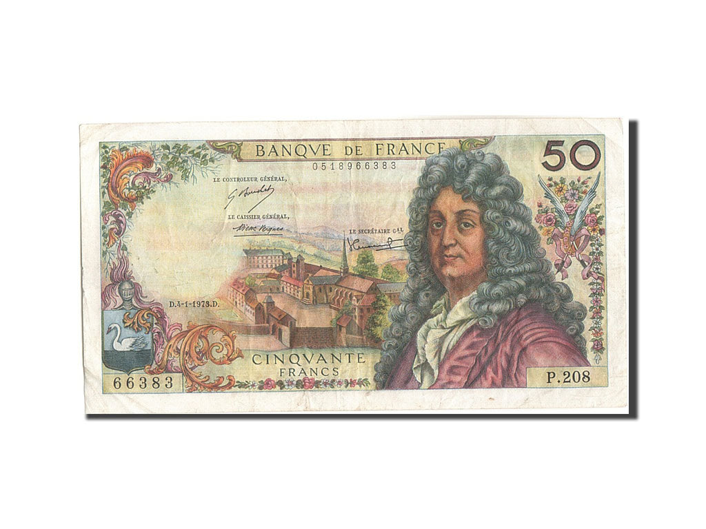 France, 50 Francs, 50 F 1962-1976 ''Racine'', 1973, KM:148d, 1973-01-04, VF(2...