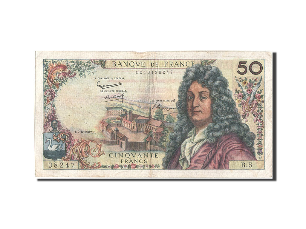 Banknote, France, 50 Francs, 50 F 1962-1976 ''Racine'', 1962, 1962-06-07