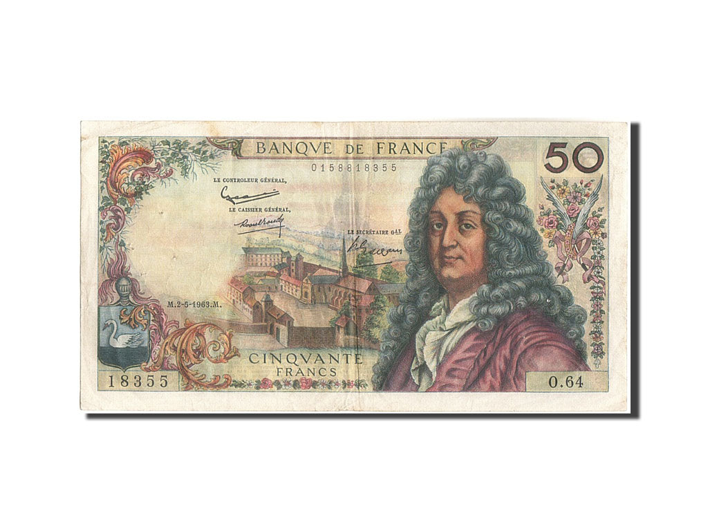 France, 50 Francs, 50 F 1962-1976 ''Racine'', 1963, KM:148a, 1963-05-02, VF(2...