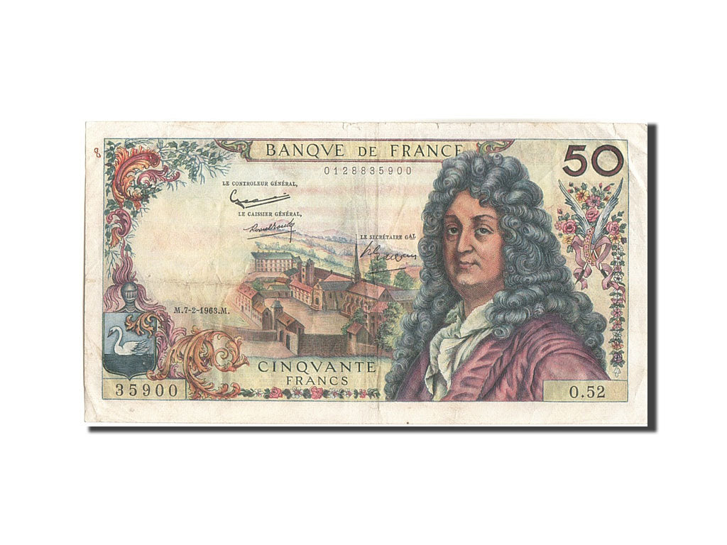 France, 50 Francs, 50 F 1962-1976 ''Racine'', 1963, KM:148a, 1963-02-07, VF(2...