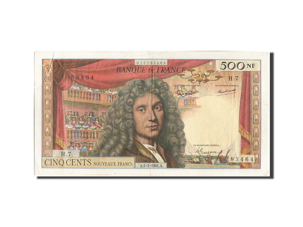 Banknote, France, 500 Nouveaux Francs, 500 NF 1959-1966 ''Molière'', 1961