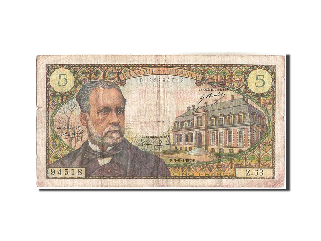 Banknote, France, 5 Francs, 5 F 1966-1970 ''Pasteur'', 1967, 1967-05-05