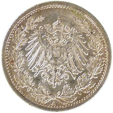 GERMANY - EMPIRE, 1/2 Mark, 1915, Berlin, AU(55-58), Silver, 20, 2.80