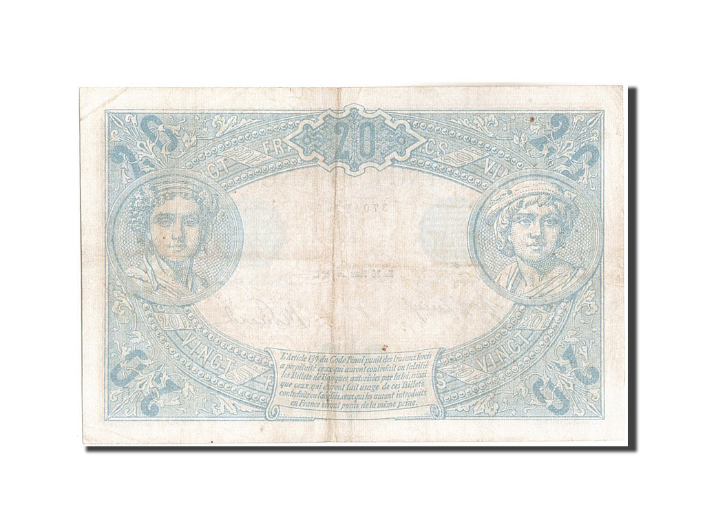 Biljet, Frankrijk, 20 Francs, 20 F 1905-1913 ''Bleu'', 1912, 1912-03-26, TTB+