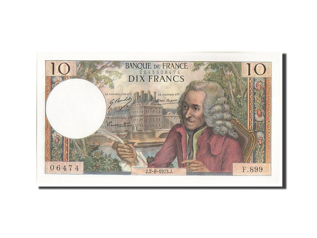 Banknote, France, 10 Francs, 10 F 1963-1973 ''Voltaire'', 1973, 1973-08-02