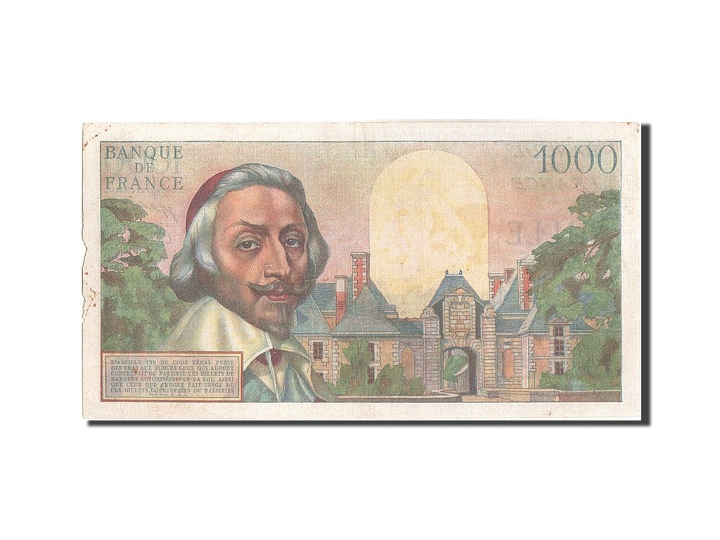 France, 1000 Francs, 1 000 F 1953-1957 ''Richelieu'', 1954, KM:134a, 1954-01-...