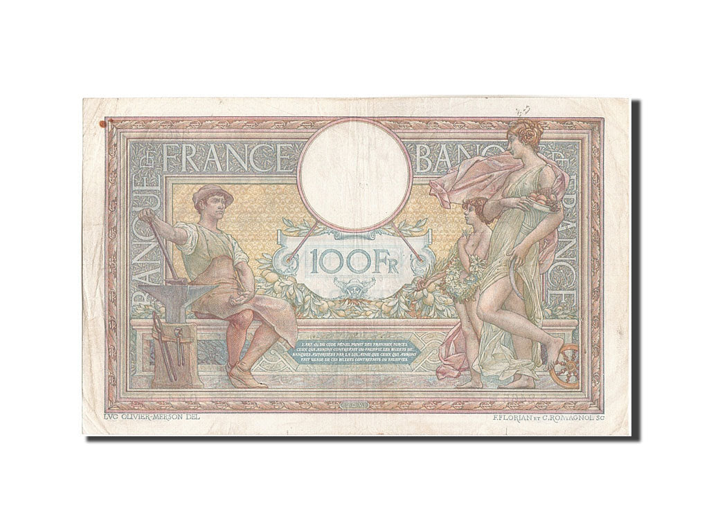 Banknote, France, 100 Francs, 100 F 1908-1939 ''Luc Olivier Merson'', 1914