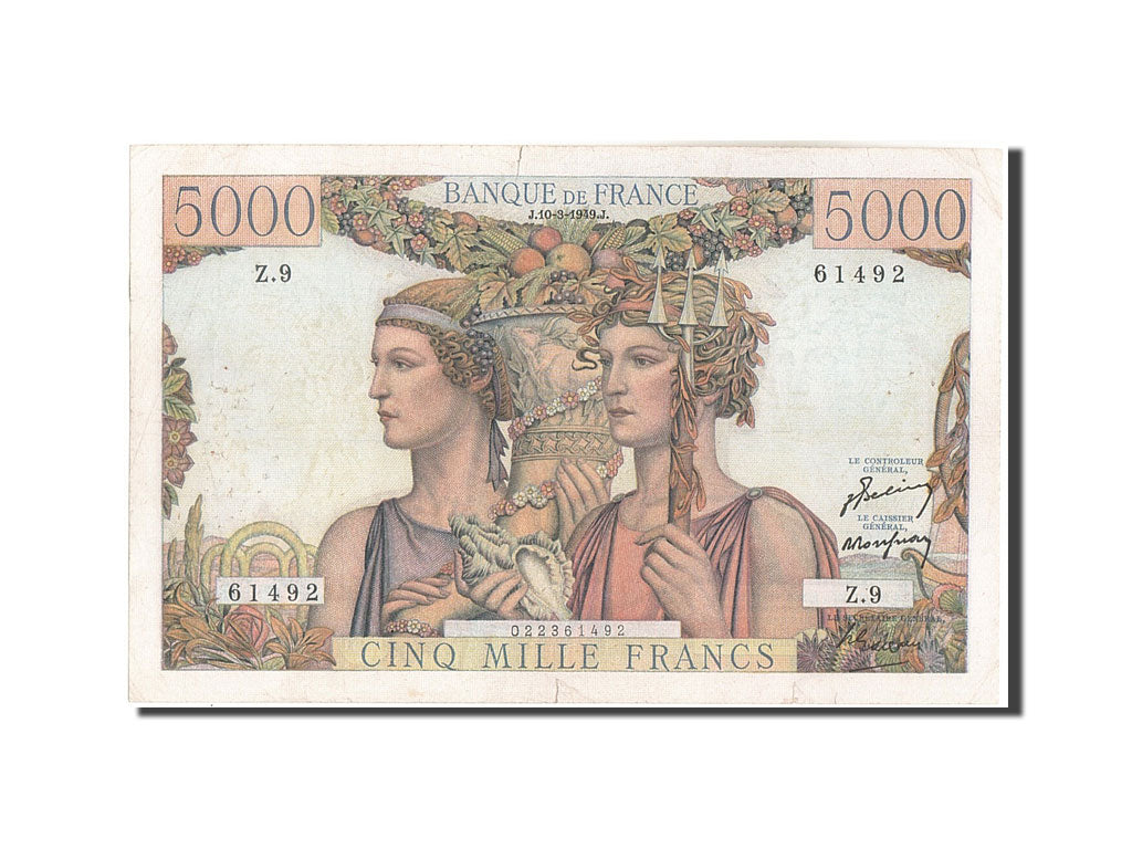 Francia, 5000 Francs, 5 000 F 1949-1957 ''Terre et Mer'', 1949, KM:131a, 1949...