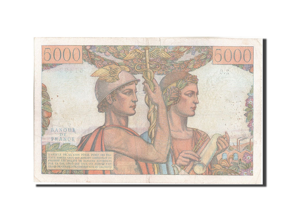 Francia, 5000 Francs, 5 000 F 1949-1957 ''Terre et Mer'', 1949, KM:131a, 1949...