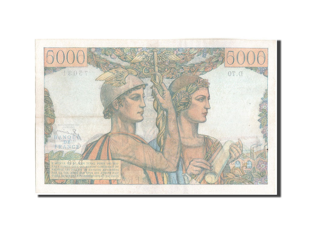 France, 5000 Francs, 5 000 F 1949-1957 ''Terre et Mer'', 1951, KM:131c, 1951-...