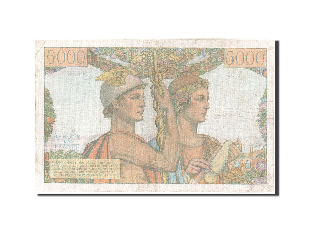 France, 5000 Francs, 5 000 F 1949-1957 ''Terre et Mer'', 1951, KM:131b, 1951-...