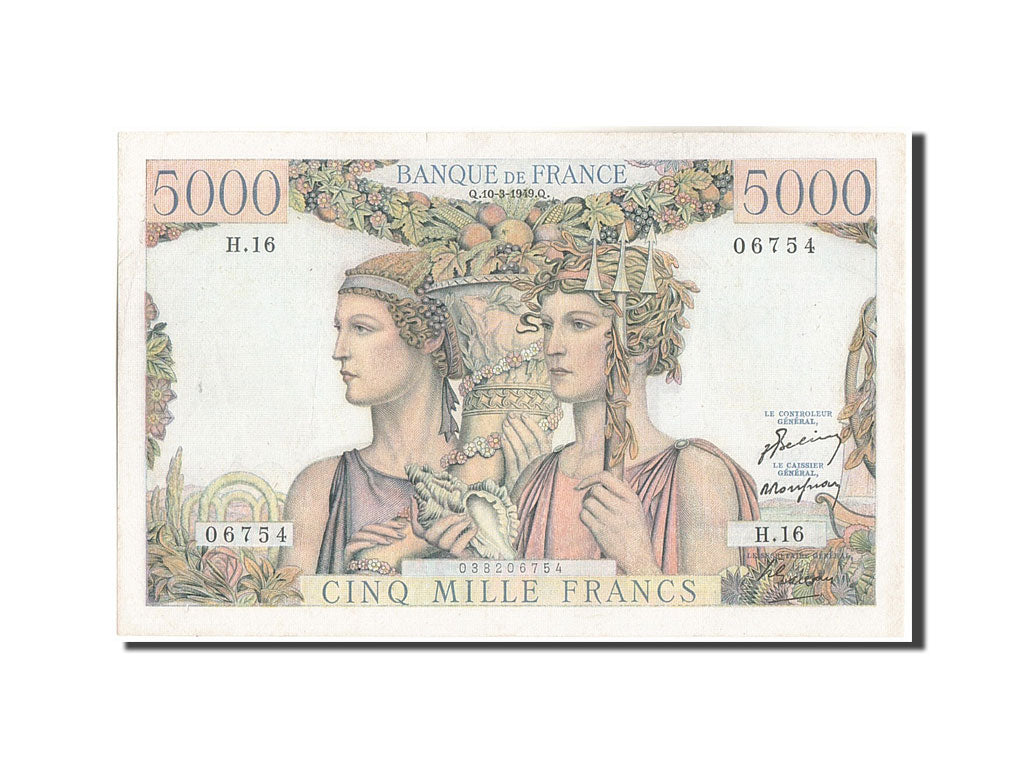 Billet, France, 5000 Francs, 5 000 F 1949-1957 ''Terre et Mer'', 1949