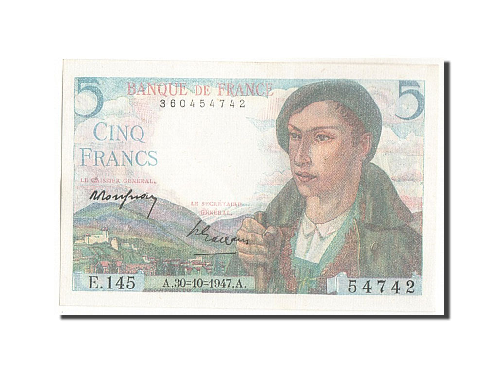 Banknote, France, 5 Francs, 5 F 1943-1947 ''Berger'', 1947, 1947-10-30